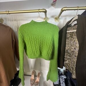Green Cable Knit Women's Sweater
